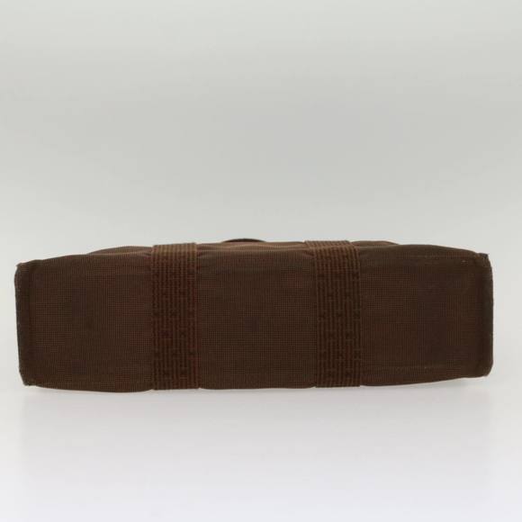 HERMES Her Line MM Hand Bag Canvas Brown Auth bs7825 - Picture 5 of 16